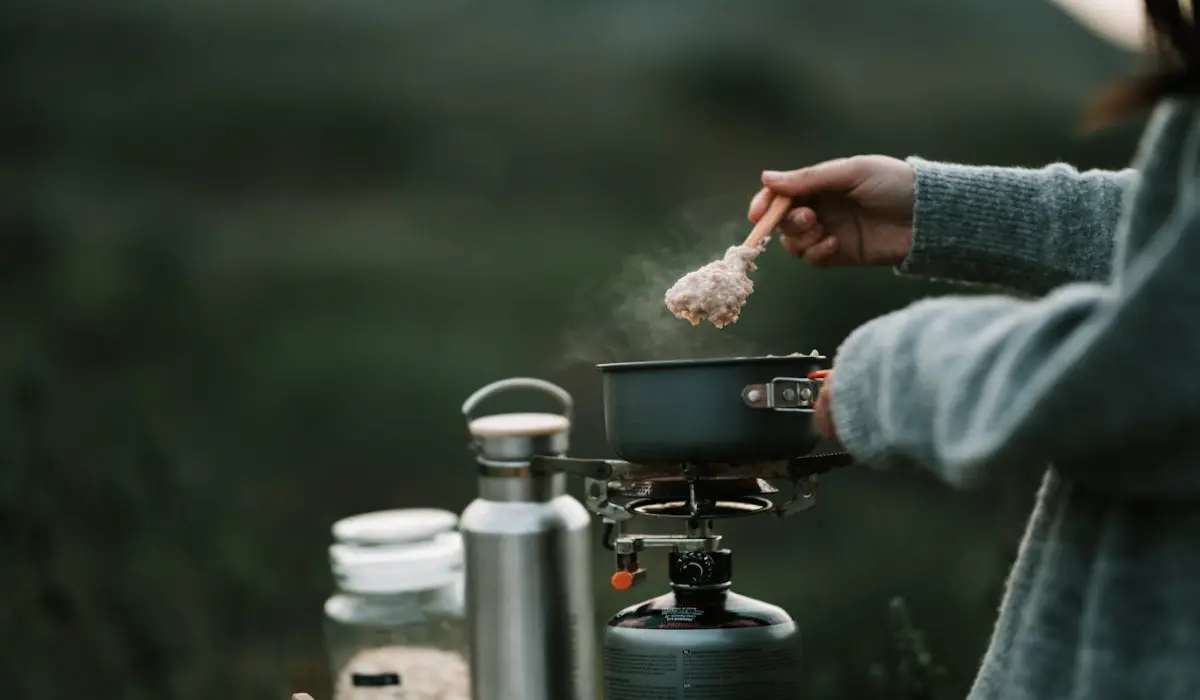 Cooking with camping stove